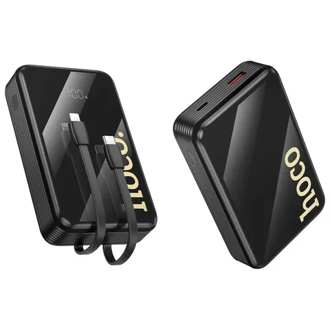 Powerbank Hoco 20000 mAh QC PD 22,5W z wbudowanymi kablami USB C + Lightning Q37A czarny