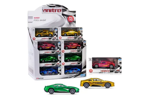 Artyk Nitro sportowe auto metalowe Pull Back – skala 1:43, 3+