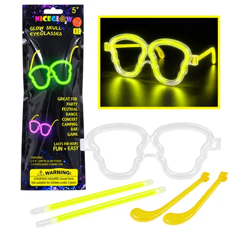 Artyk Świecące okulary fluorescencyjne Czaszka – 16 cm, 5+