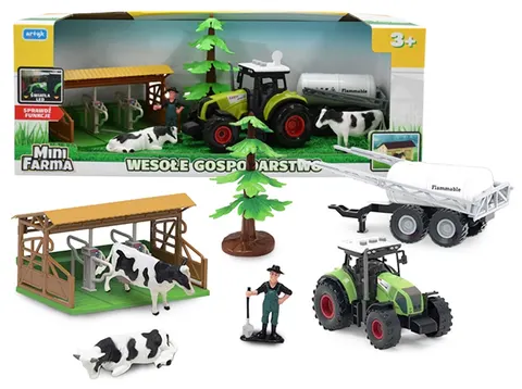 Mini Farma Zestaw z Traktorem 7 elementów – Obora, 3+