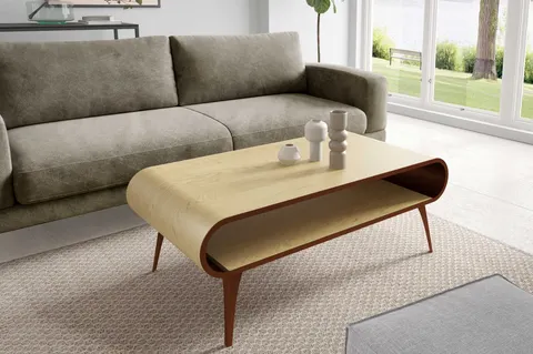 Stolik Kawowy ARISTO 60 x 120 cm Owalny Blat Obłóg Dębowy Loft