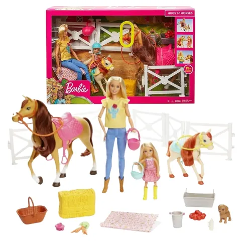 OUTLET! Barbie Zestaw Stadnina Koni 2 Lalki + Akcesoria 3+