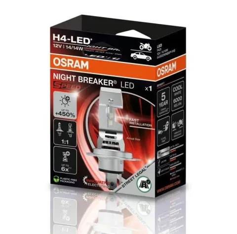 Żarówka samochodowa LED H4 12V 14/14W 6000K OSRAM Night Breaker LED Speed