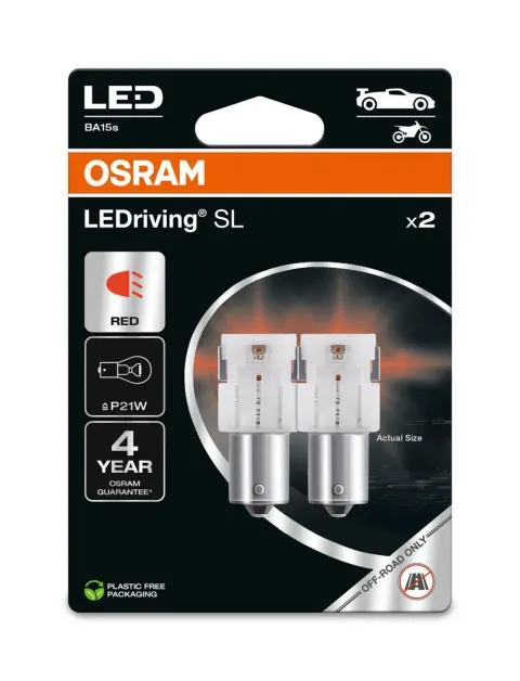 Żarówki LED P21W 12V BA15s OSRAM LEDriving SL czerwone – 2 szt.