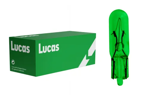 Żarówki samochodowe W1,2W 24V 1,2W W2x4,6d zielone Lucas – 10 szt.