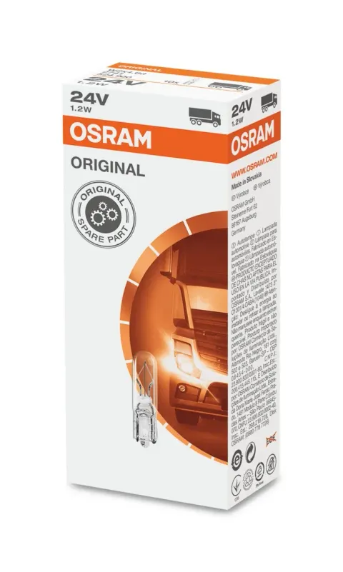 Żarówki samochodowe W1,2W 24V 1,2W W2x4,6d OSRAM – 10 szt.