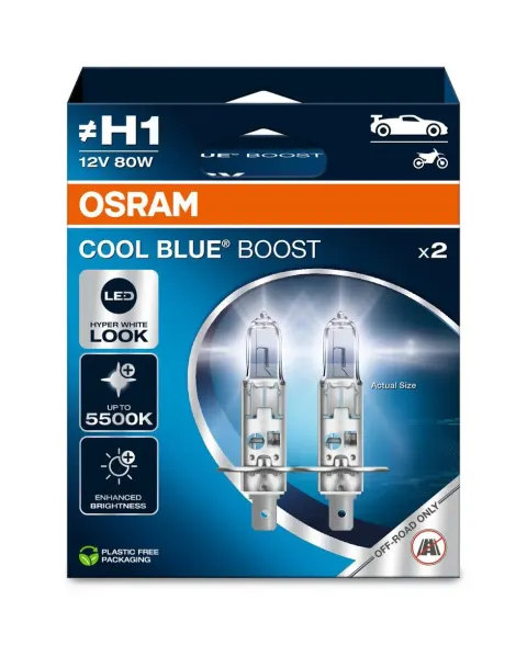 Żarówki samochodowe H1 12V 80W P14,5s OSRAM Cool Blue Boost – 2 szt.
