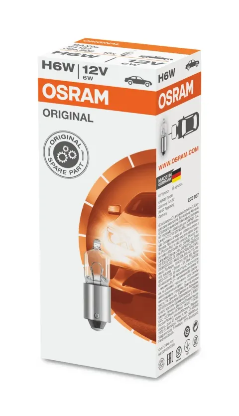 Żarówki samochodowe H6W 12V 6W BAX9s OSRAM – 10 szt.