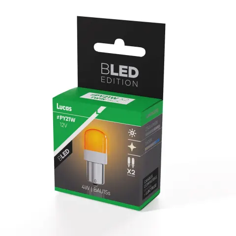 Żarówki samochodowe LED PY21W 12V 6W BAU15s 4300K Lucas – komplet 2 szt.