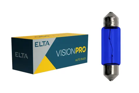 Żarówki samochodowe C5W 12V 5W SV8,5 38mm niebieskie ELTA VisionPro – 10 szt.