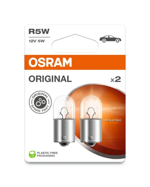 Żarówki samochodowe R5W 12V 5W BA15s OSRAM, nr kat. 5007-2BL – 2 szt.