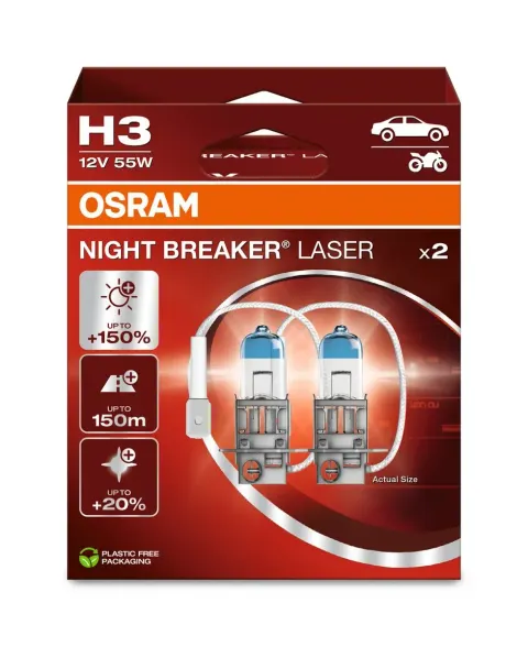 Żarówki samochodowe H3 12V 55W PK22s OSRAM Night Breaker Laser – 2 szt.
