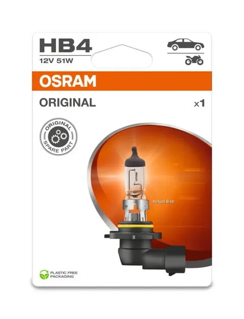 Żarówka samochodowa HB4 12V 55W P22d OSRAM, nr kat. 9006-1BL