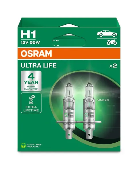 Żarówki samochodowe H1 12V 55W P14,5s OSRAM Ultra Life – 2 szt.