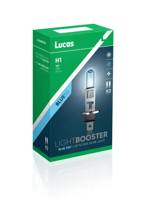 Żarówki samochodowe H1 12V 55W P14,5s Lucas Light Booster Blue – 2 szt.