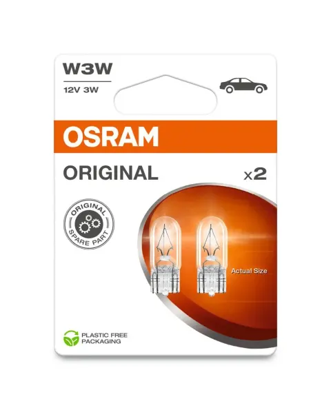 Żarówki samochodowe W3W 12V 3W W2,1x9,5d OSRAM – 2 szt.