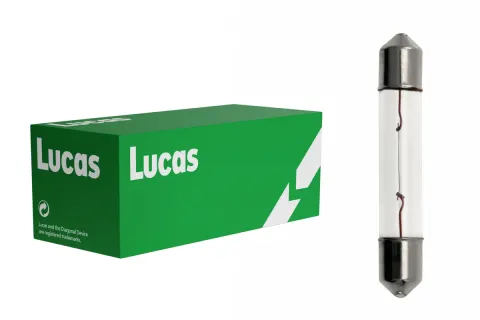 Żarówki samochodowe C3W 12V 3W SV7 38mm Lucas – 10 szt.
