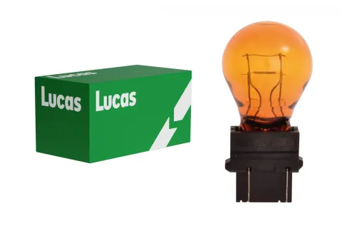 Żarówki samochodowe PY27/7W 12V 27/7W W2,5x16q pomarańczowe Lucas – 10 szt.