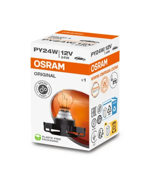 Żarówka samochodowa PY24W 12V 24W PGU20/4 pomarańczowa OSRAM