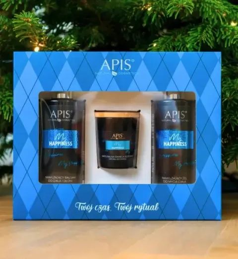 Apis Zestaw Świąteczny MY HAPPINESS żel pod prysznic + balsam + świeczka
