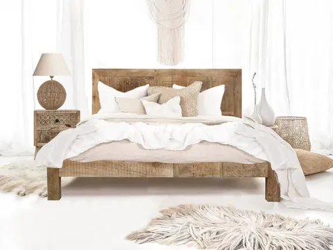 meble drewniane łóżko rzeźbione Sahara 160 cm