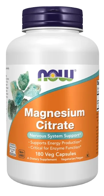 NOW FOODS Magnesium Citrate - Cytrynian Magnezu (180 kaps.)