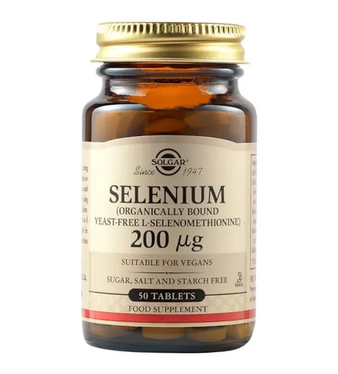 SOLGAR Selenium (Yeast Free) - Selen (nie zawiera drożdży) 200 mcg (50 tabl.)