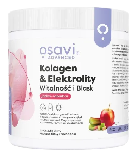 OSAVI Kolagen i Elektrolity Witalność i Blask, jabłko-rabarbar (300 g)