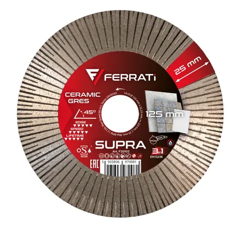 Tarcza diamentowa tnąca i szlifująca 125mm FERRATI SUPRA