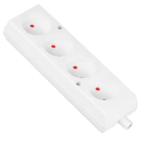Gniazdo przedłużacza przenośne czterokrotne bez uziemienia 4x2P 16A 250V, rozbieralne, GN-460 BIAŁY; T-10473, PLASTROL