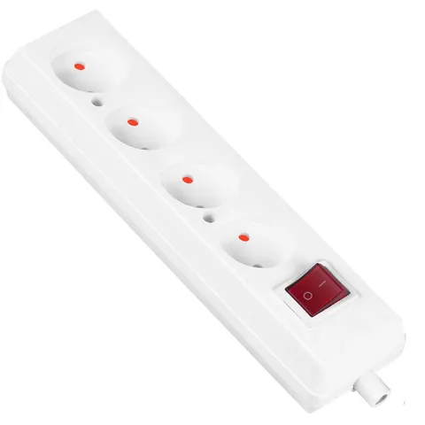 Gniazdo przedłużacza przenośne czterokrotne bez uziemienia z wyłącznikiem 4x2P 16A 250V, rozbieralne, GN-460WS BIAŁY; T-10488, PLASTROL