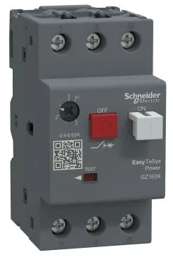 Wyłącznik silnikowy 3P 0,18kW 0,4-0,63A, napęd przyciskowy, zaciski śrubowe; GZ1E04, SCHNEIDER ELECTRIC