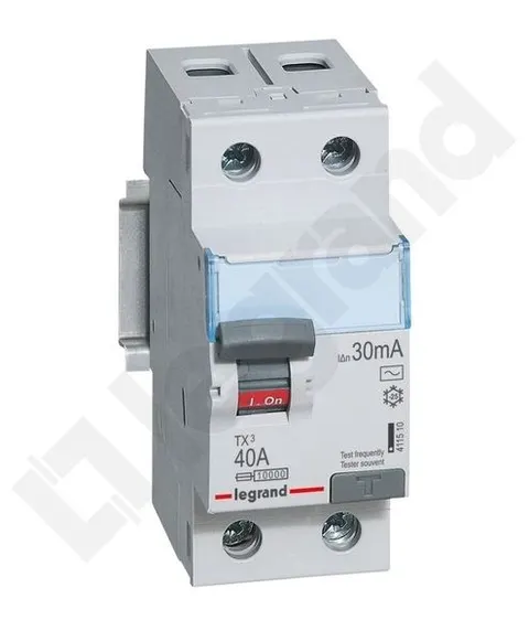 Wyłącznik różnicowoprądowy 2P 40A 30mA typ AC 10kA P302 TX3; 411510 LEGRAND