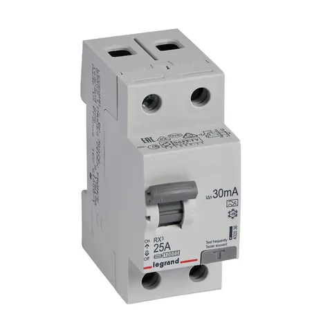 Wyłącznik różnicowoprądowy 2P 25A 30mA typ A, RX3; 402036 LEGRAND
