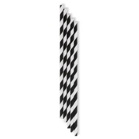Słomka czarno - biała w paski 8 x 210 mm - 250 szt.