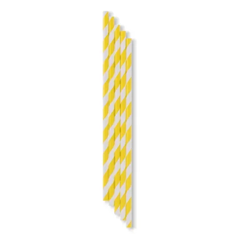 Słomka żółto - biała w paski 8 x 210 mm - 250 szt.