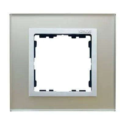 SIMON82 Ramka 1x szkło - srebro / ramka pośrednia aluminium mat