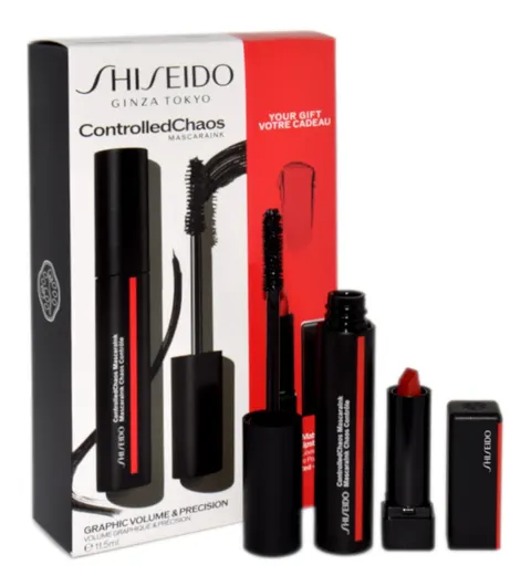 Shiseido Zestaw - Tusz do rzęs 11 ml + Mini szminka 2,5 g