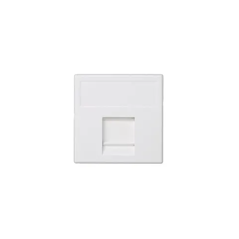 Plakietka teleinformatyczna K45 keystone pojedyncza płaska uniwersalna z osłoną 45×45mm czysta biel K76/9