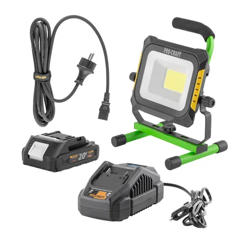 REFLEKTOR BUDOWLANY LED LP20 + AKUMULATOR 20/2A + ŁADOWARKA 20/2.4A | SLP20/20/2A/20/2.4A