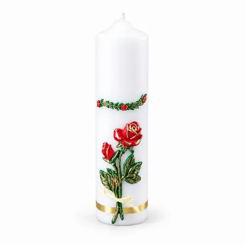 ŚWIECA OKOLICZNOŚCIOWA - JUBILEUSZ RÓŻA, WYS.24cm / ŚR.6,5cm