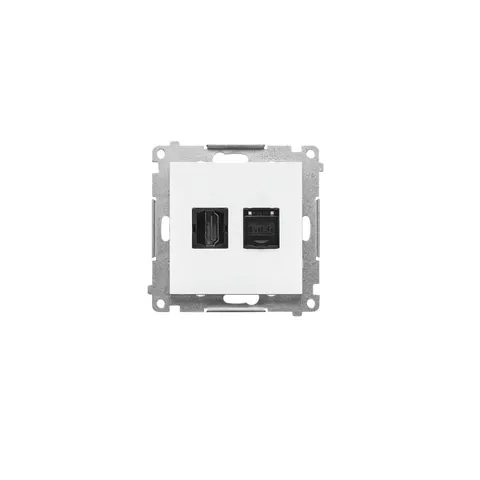 SIMON55 Gniazdo HDMI + RJ45 kat.6. (moduł); Biały mat