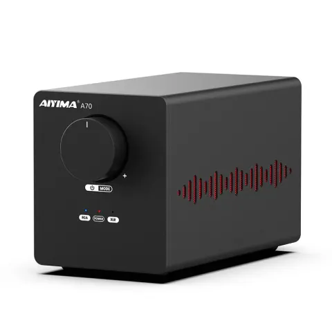 Aiyima a70 power amplifier z dodatkowym dedykowanym zasilaczem.