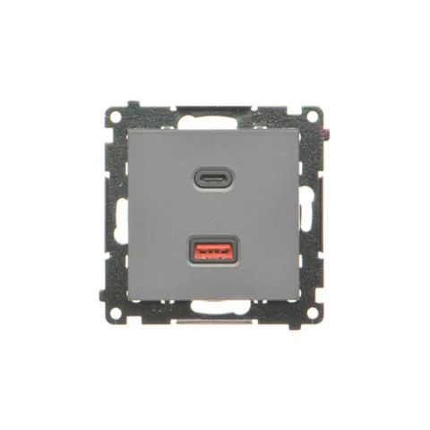 SIMON55 Ładowarka USB C+A (moduł), 30W, 230V; Grafitowy mat