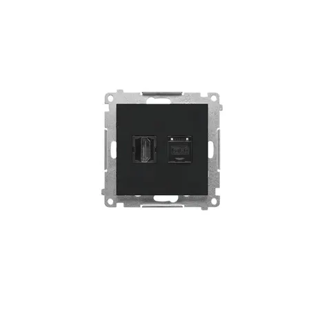 SIMON55 Gniazdo HDMI + RJ45 kat.6. (moduł); Czarny mat