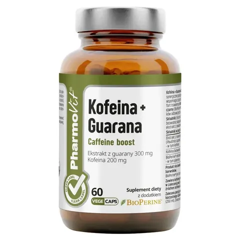 KOFEINA + GUARANA 60 KAPSUŁEK - PHARMOVIT (CLEAN LABEL)