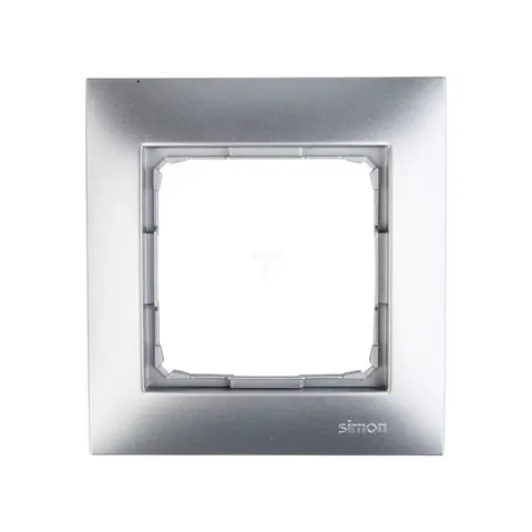 SIMON54 Ramka 1-krotna PREMIUM do puszek karton-gips IP20 / IP44; srebrny mat