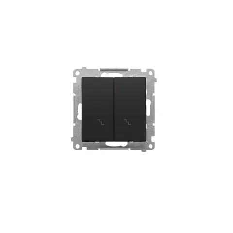 SSIMON 55 Łącznik schodowy podwójny 10A 250V, moduł, szybkozłącza, czarny mat; TW6/2.01/149