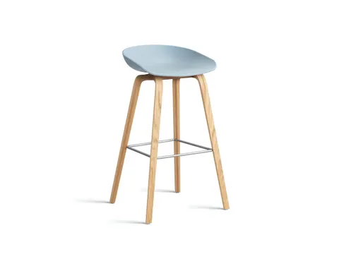 About a Stool (AAS 32) High - Lacquered oak - stołek na drewnianych nogach