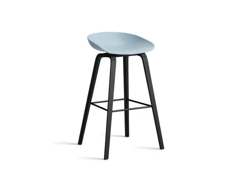 About a Stool (AAS 32) High - Black lacquered oak - stołek na drewnianych nogach